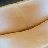 Pair of armchairs with cognac-colored pouf, "Coronado" model by Afra & Tobia scarpa for B&B It