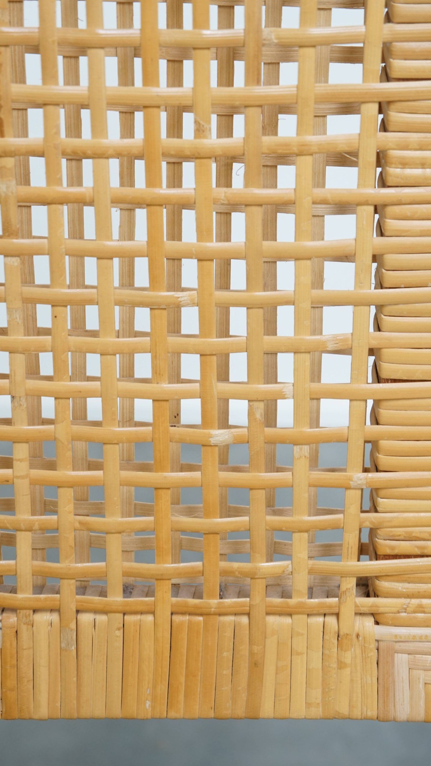 Set of four rattan Art Deco design dining chairs with high back