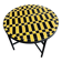 Round coffee table in yellow and black zellige, Moroccan graphic pattern.