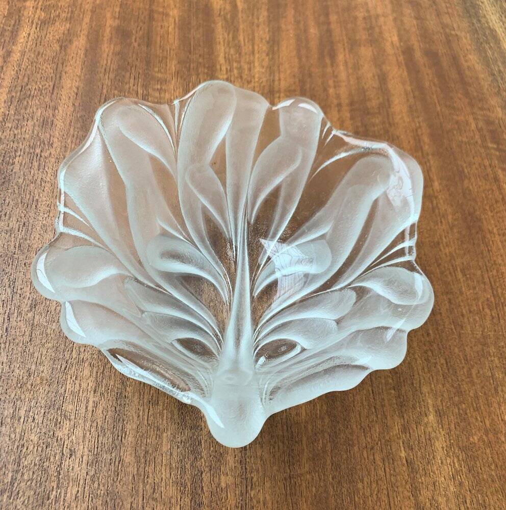 Vintage heavy floral glass bowl from Walther Glas, 1970s.