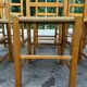 Set of 6 brutalist style chairs in solid pine and woven straw from the 1970s.