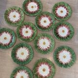Lot de 12 assiettes barbotine marguerite