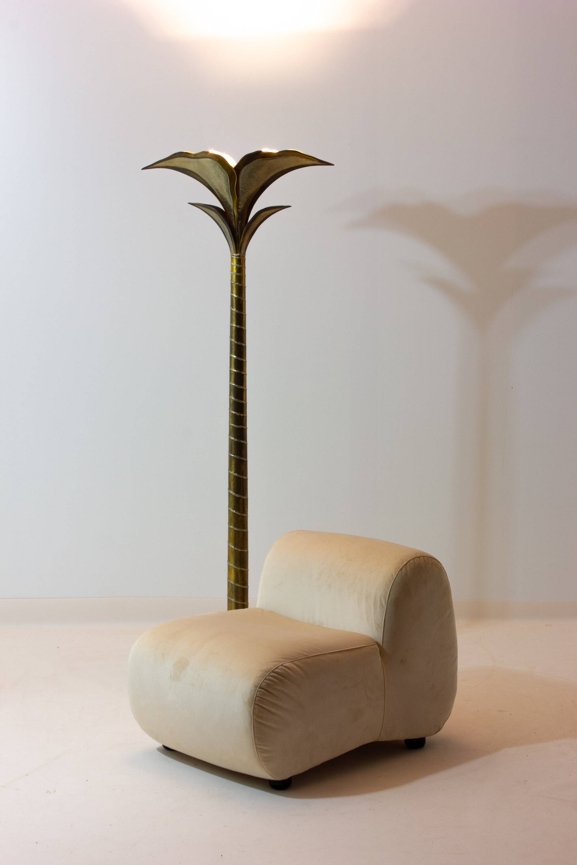 Rare brass palm floor lamp by Henri Fernandez, 1970s