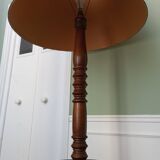 Turned wooden floor lamp