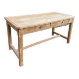 Farmhouse table with 2 drawers in solid beech