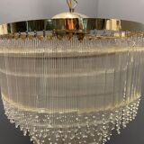 Mid-century italian brass acrylic chandelier lamp