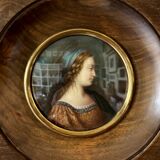 Painting, miniature of a woman with Napoleon III frame