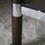 Side table serving chrome wood vintage glass 70