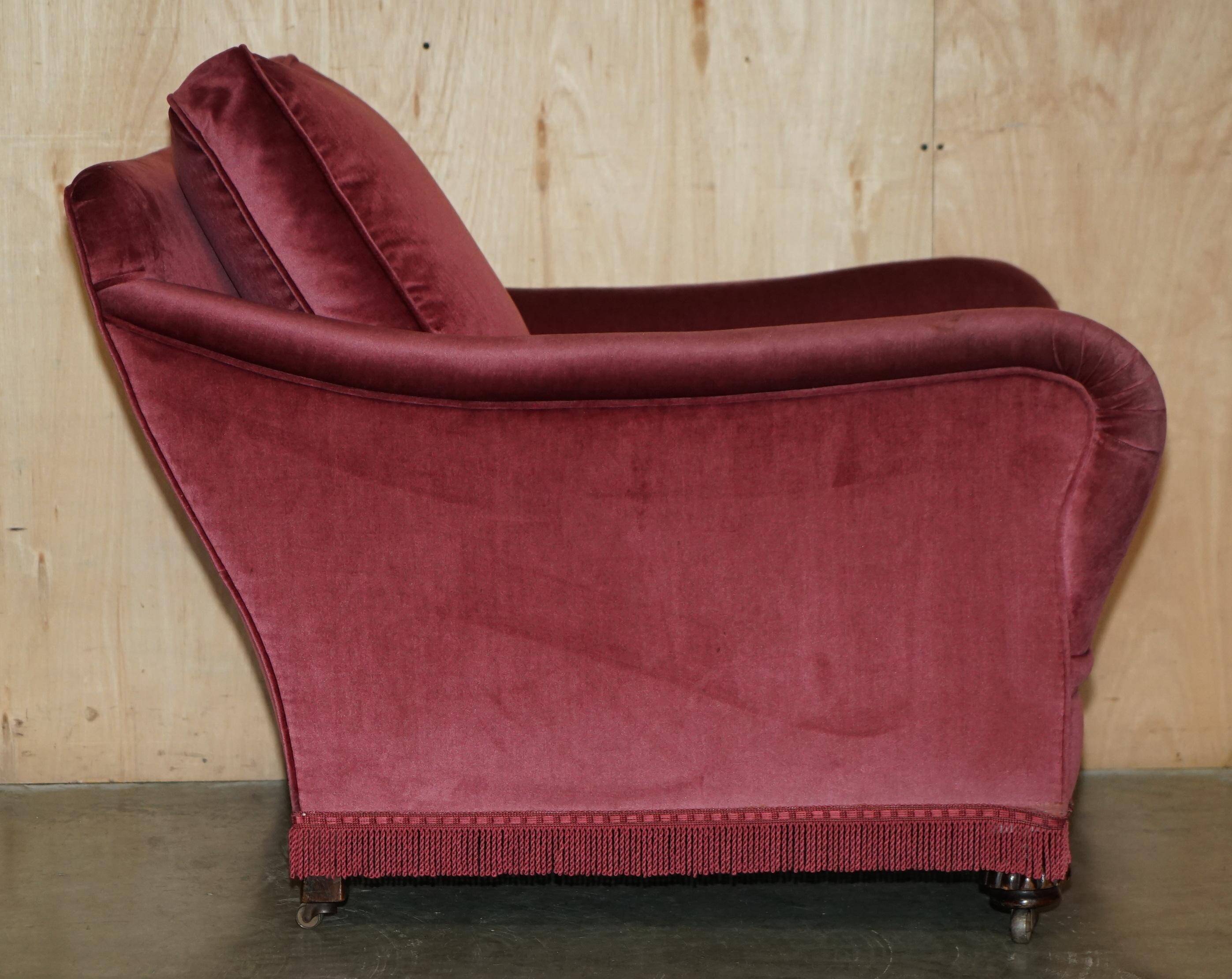 Sofa set and a pair of Victorian velvet armchairs.