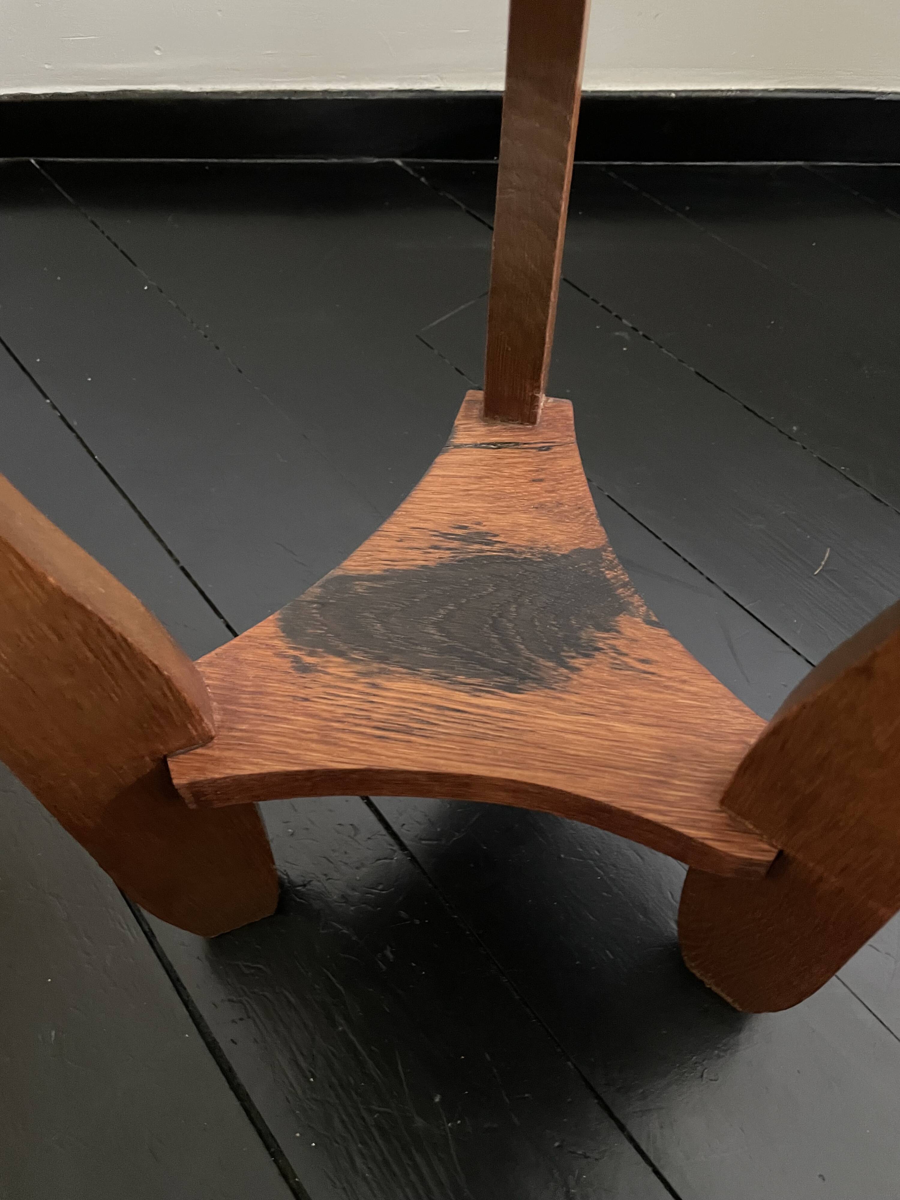 Art Deco, small, round oak side table. Amsterdamse school