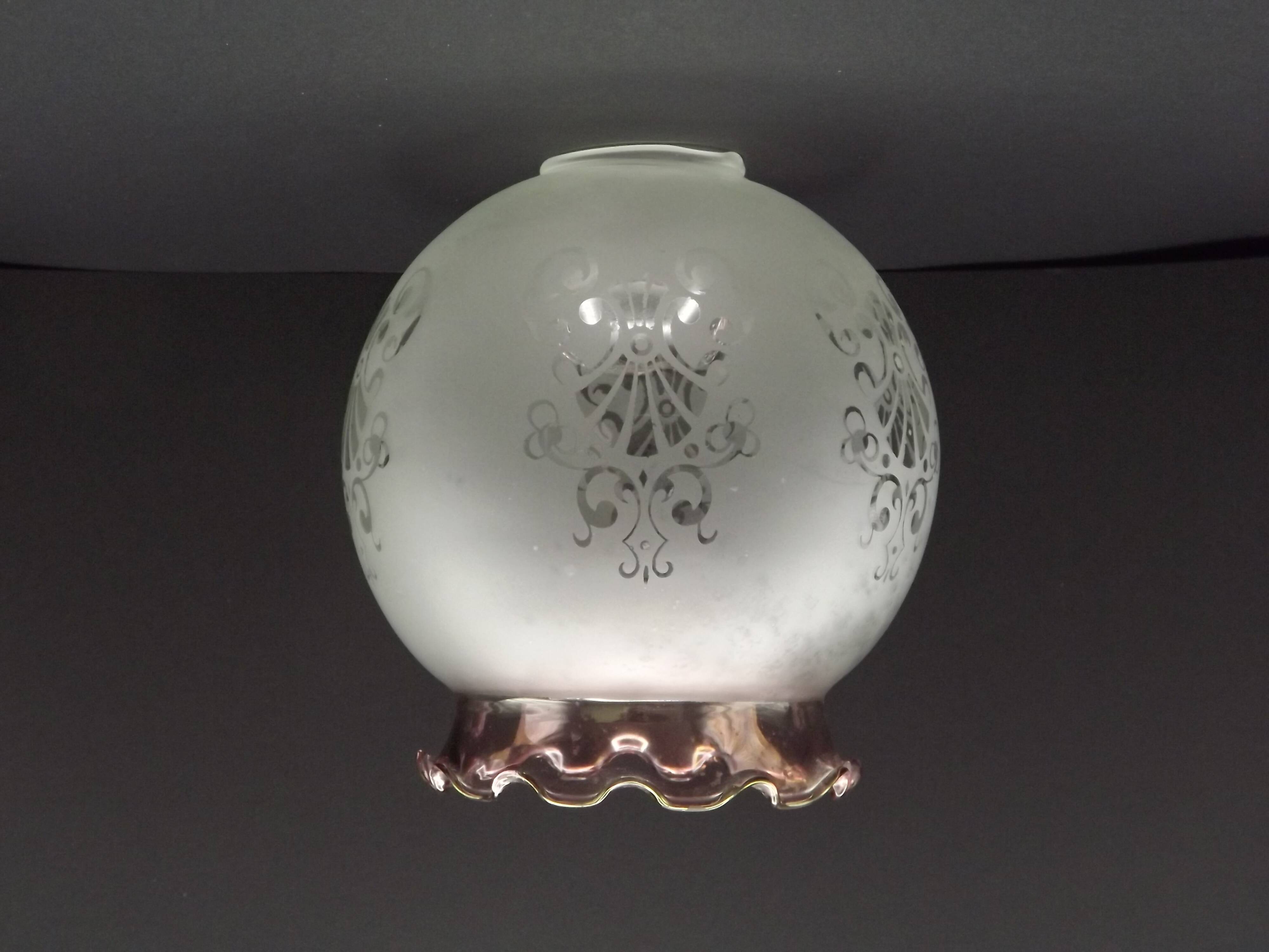 French Vintage Mid Century Decorative Replacement Shade Pink Frilled Edge
