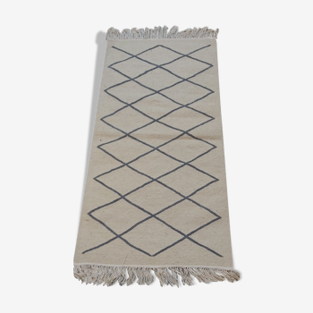 Traditional handmade beige and grey carpet  - 144x73cm