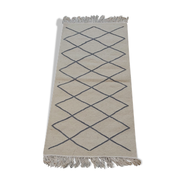 Tapis beige et gris traditionnel fait main - 144x73cm
