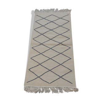 Traditional handmade beige and grey carpet  - 144x73cm
