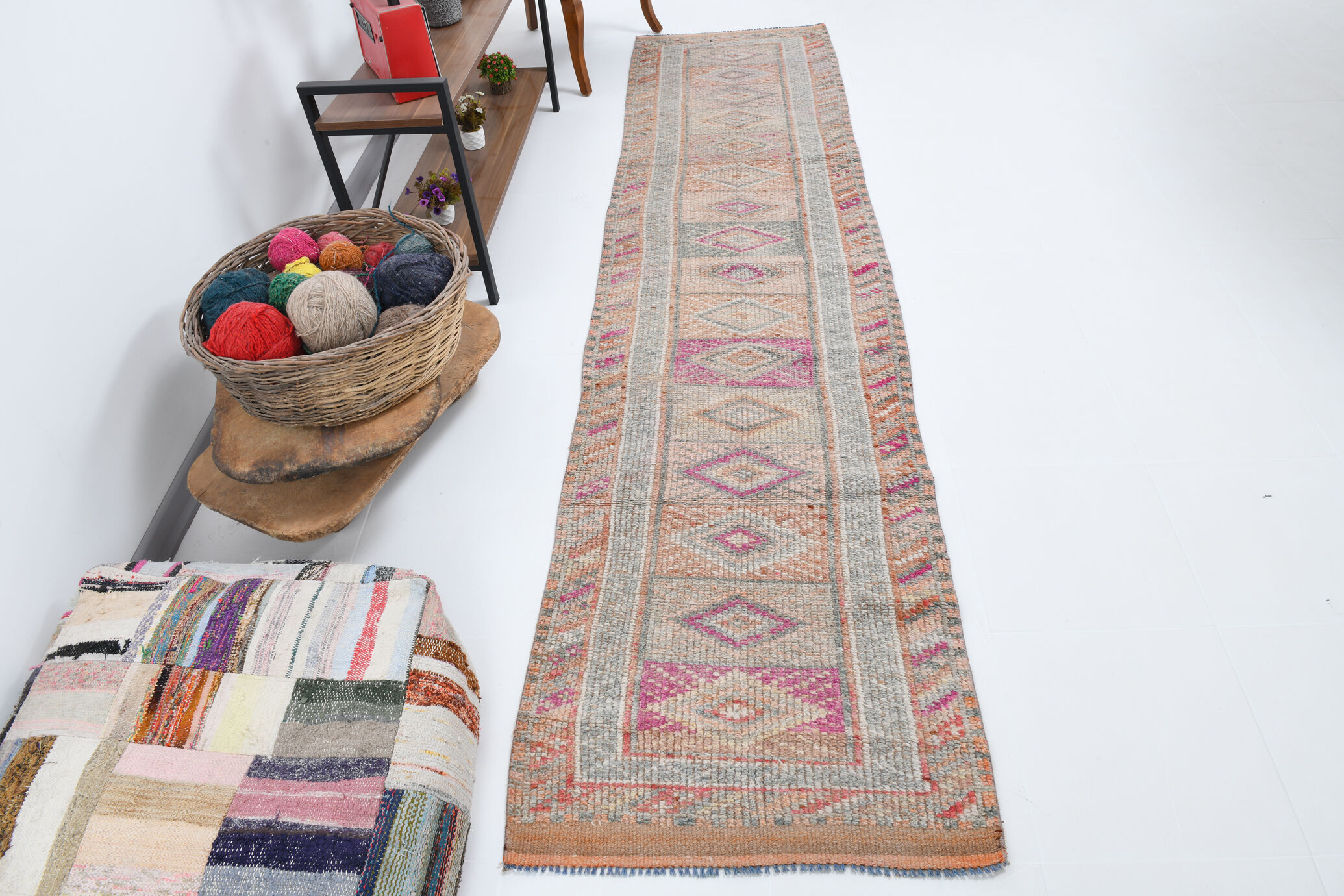 3x10 neutral handmade vintage runner rug, 78x326cm