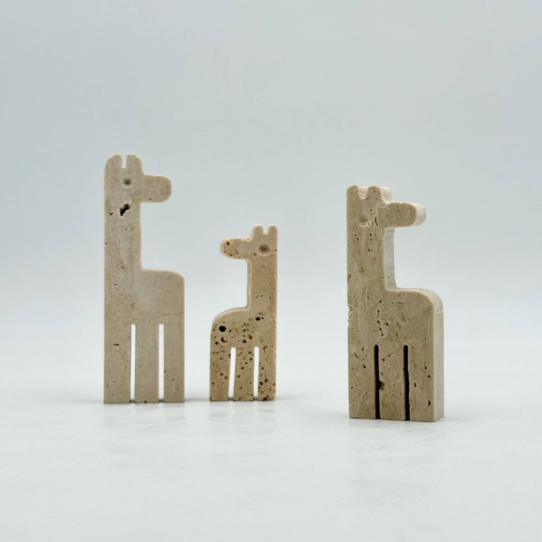 Set of Three Vintage Italian Travertine Animal Sculptures