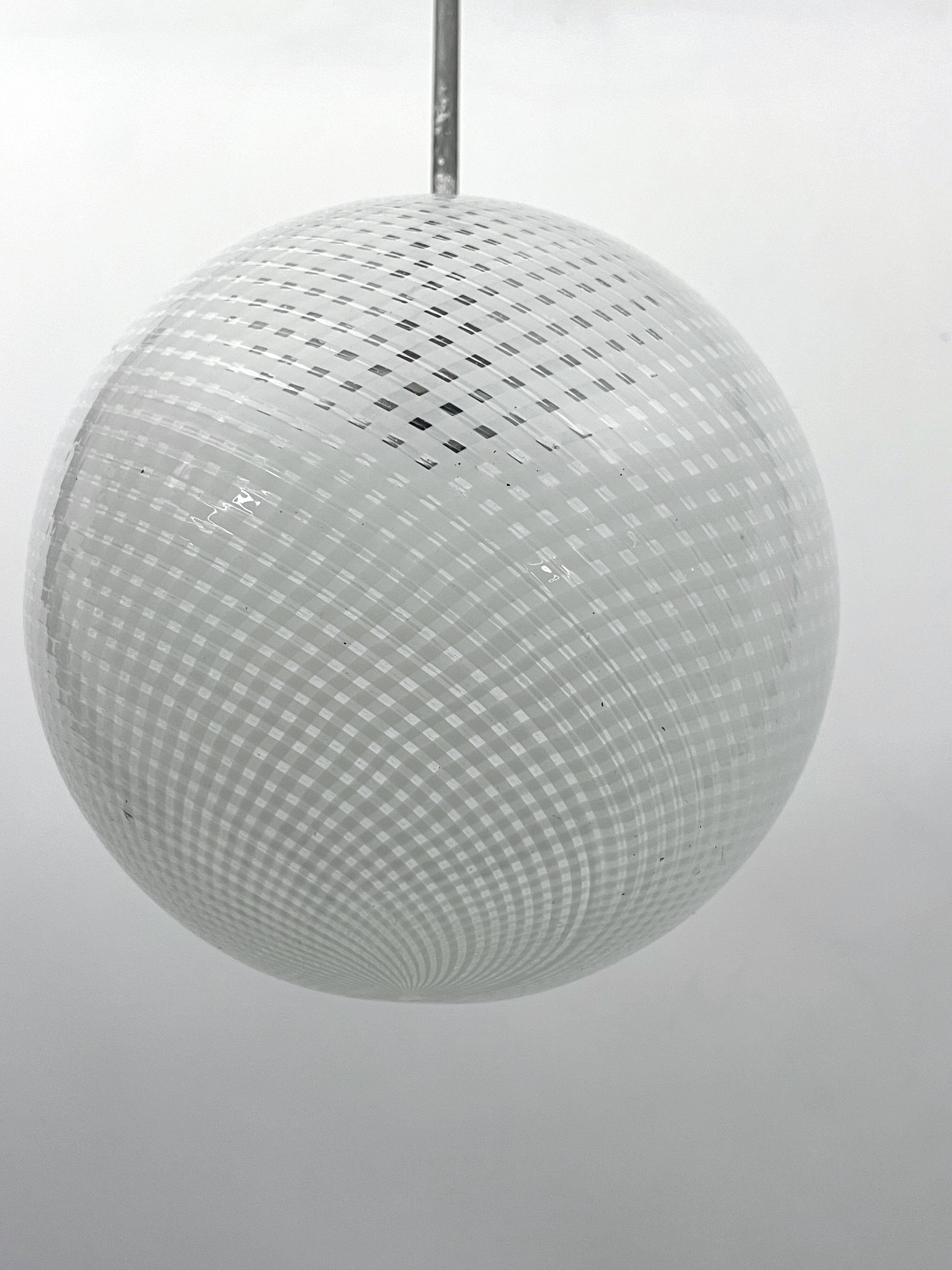 Mid-Century Venini Reticello sphere pendant. Italy 1950s