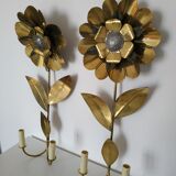 Pair of wall light 70s flower