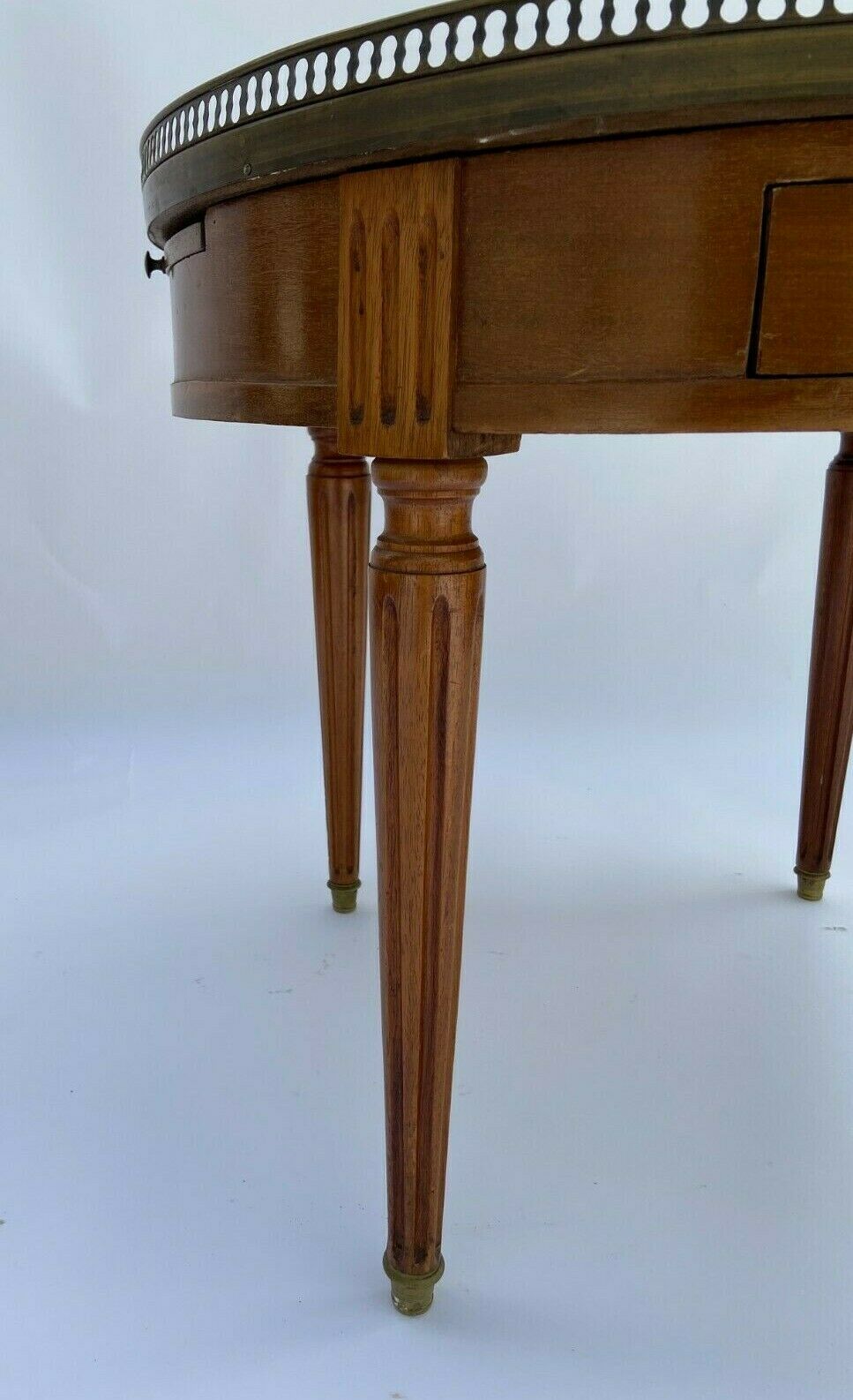 Table bouillote 1950 marble foot with louis xvi style gallery