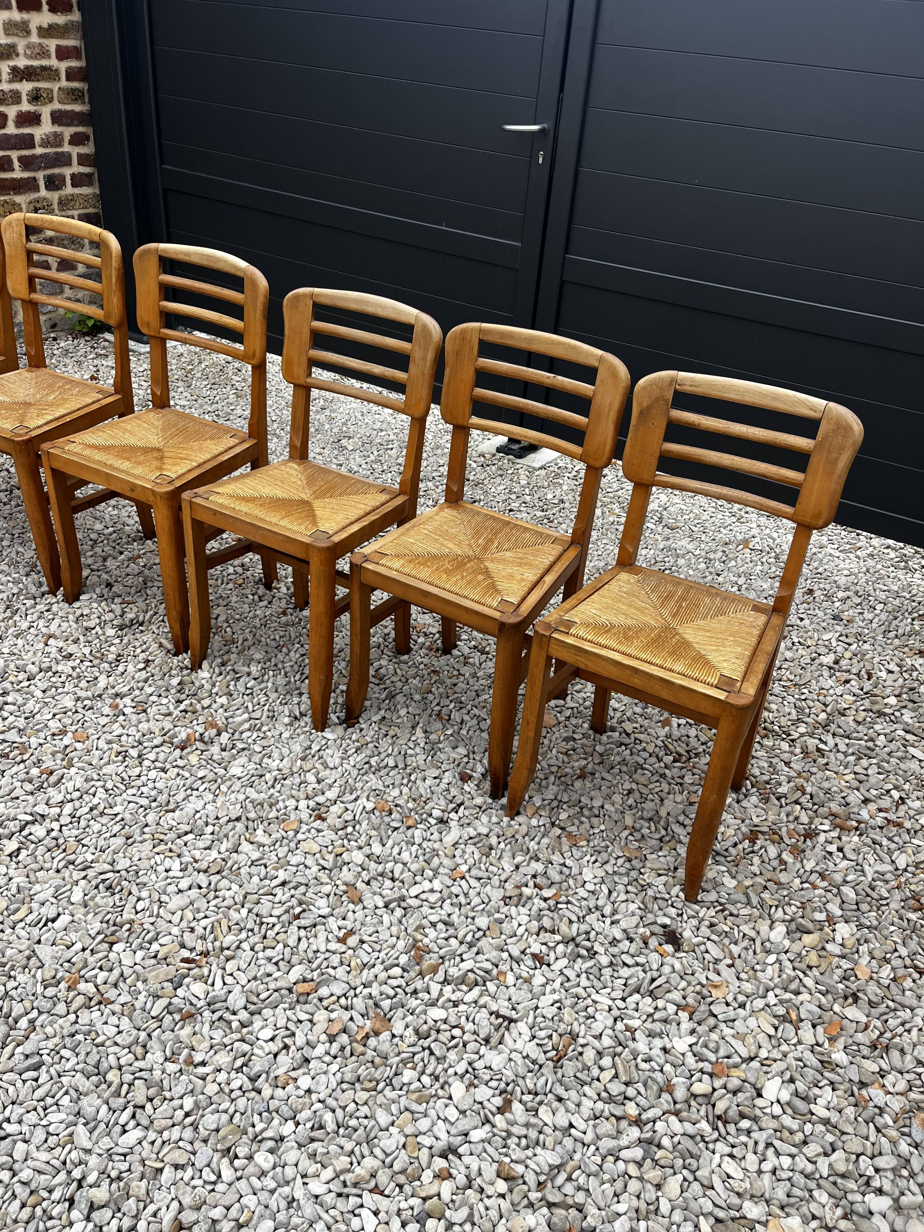Set of 6 raw stone chairs French design