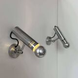 Pair of vintage adjustable wall lights, chromed metal, France 1970