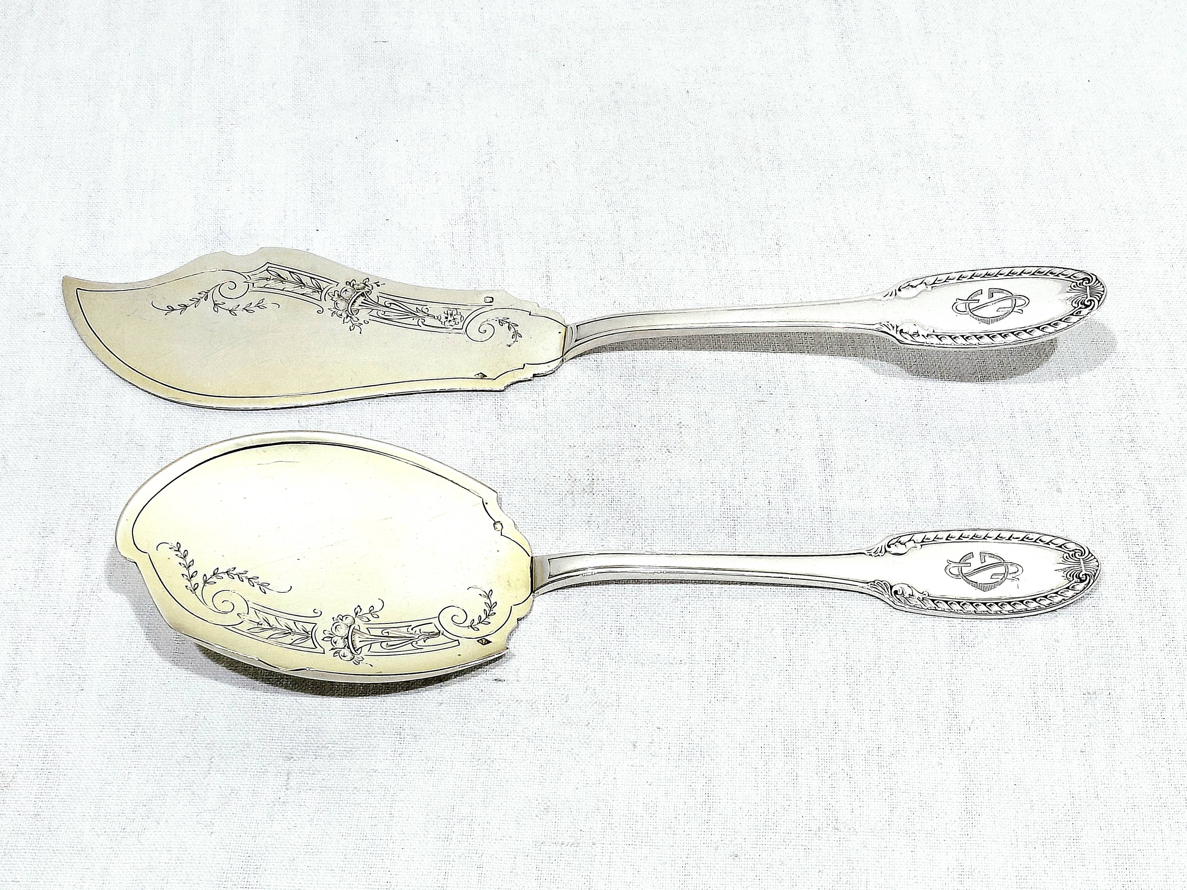 Ravinet Denfert - couverts de service a glace argent et vermeil