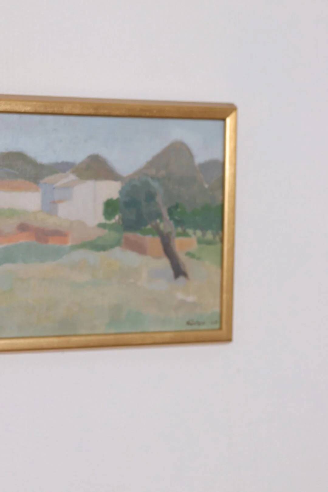 Original Swedish Oil on Panel – “Mountain Village” by Anna Küntzel