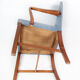 Armchair in mahogany and upholstered with light blue fabric by Fritz Hansen