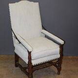 Fauteuil à crémaillère d'époque Louis XIV en noyer