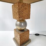 Vintage 1970 lamp in cork & metal