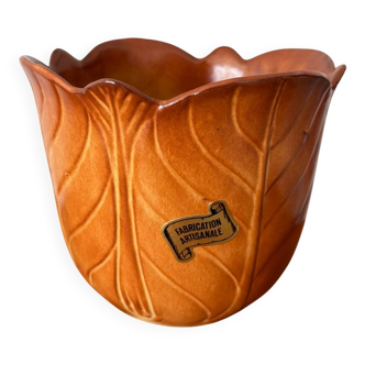 Vintage ceramic flower-shaped cache-pot – Handmade in France