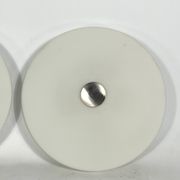 Stilux Milano, pair of round opaline glass ceiling lamps. 1960s