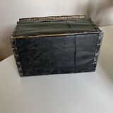19th century popular art domed trunk box with dominoté paper and painted canvas