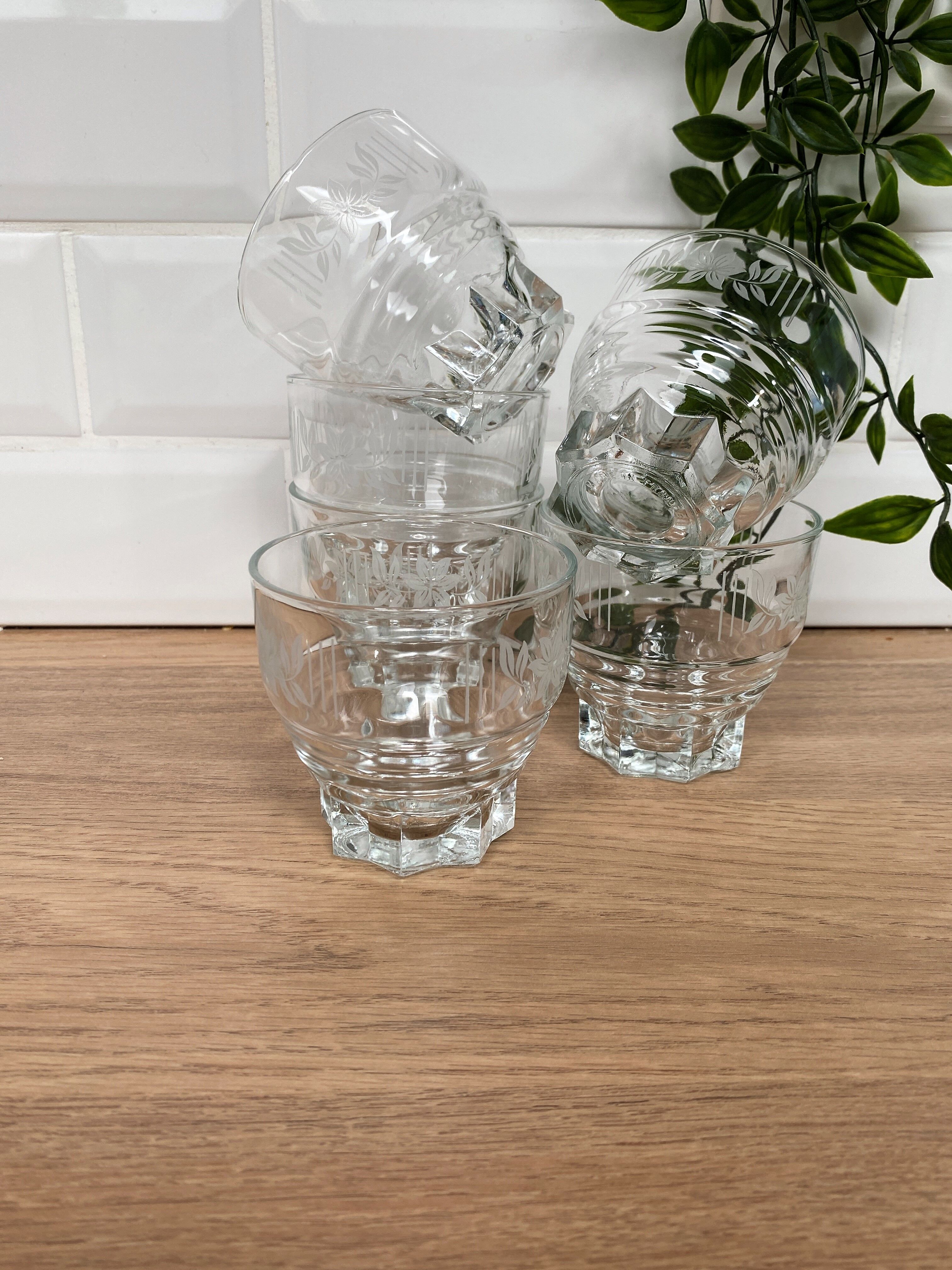 6 verres à eau vintage sérigraphiés