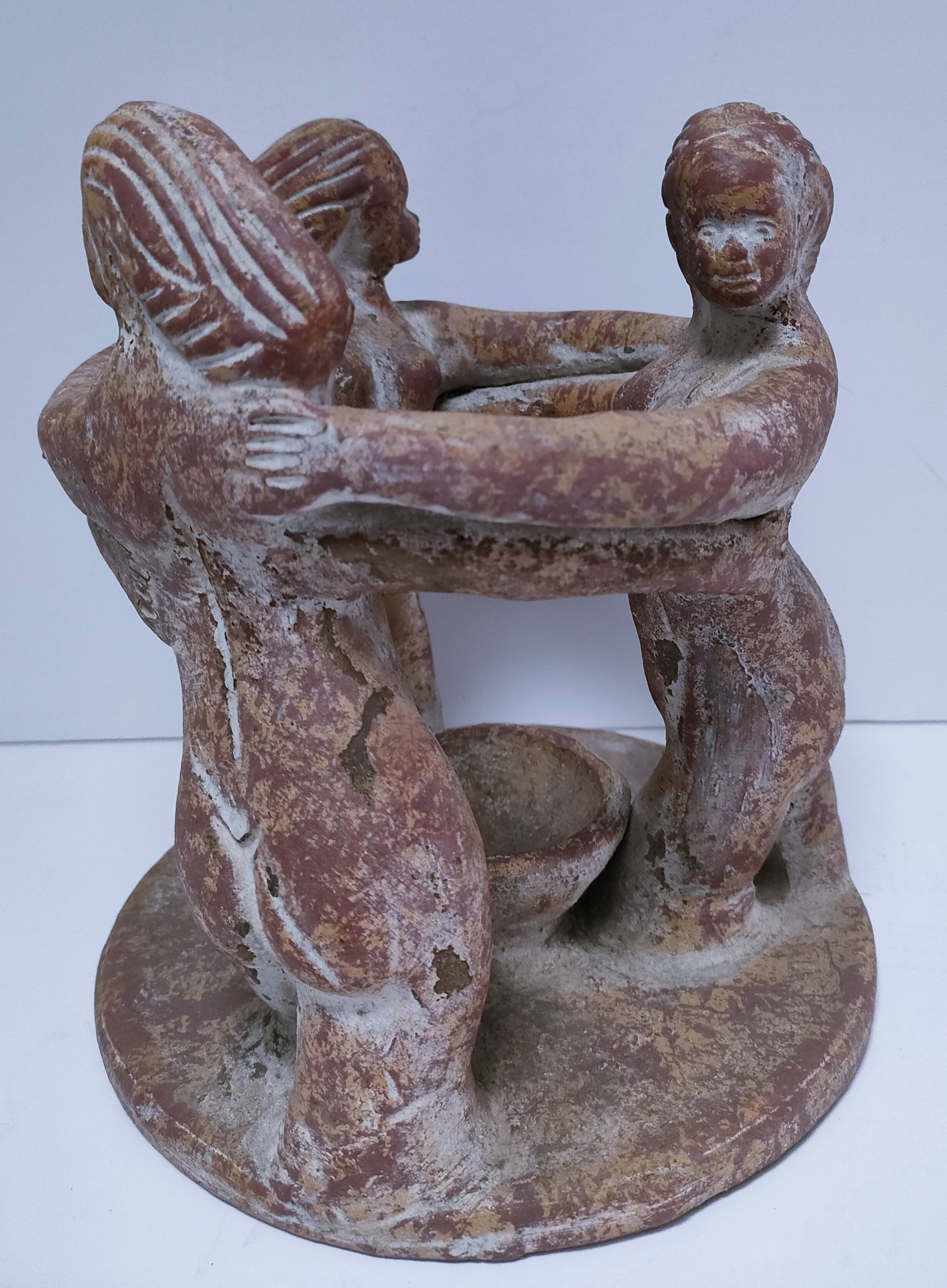 ceramic candlestick centrepiece terracotta patina