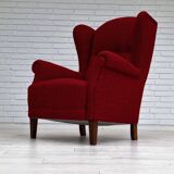 50s, Danish design, refurbished chair, furniture wool, mahogany wood