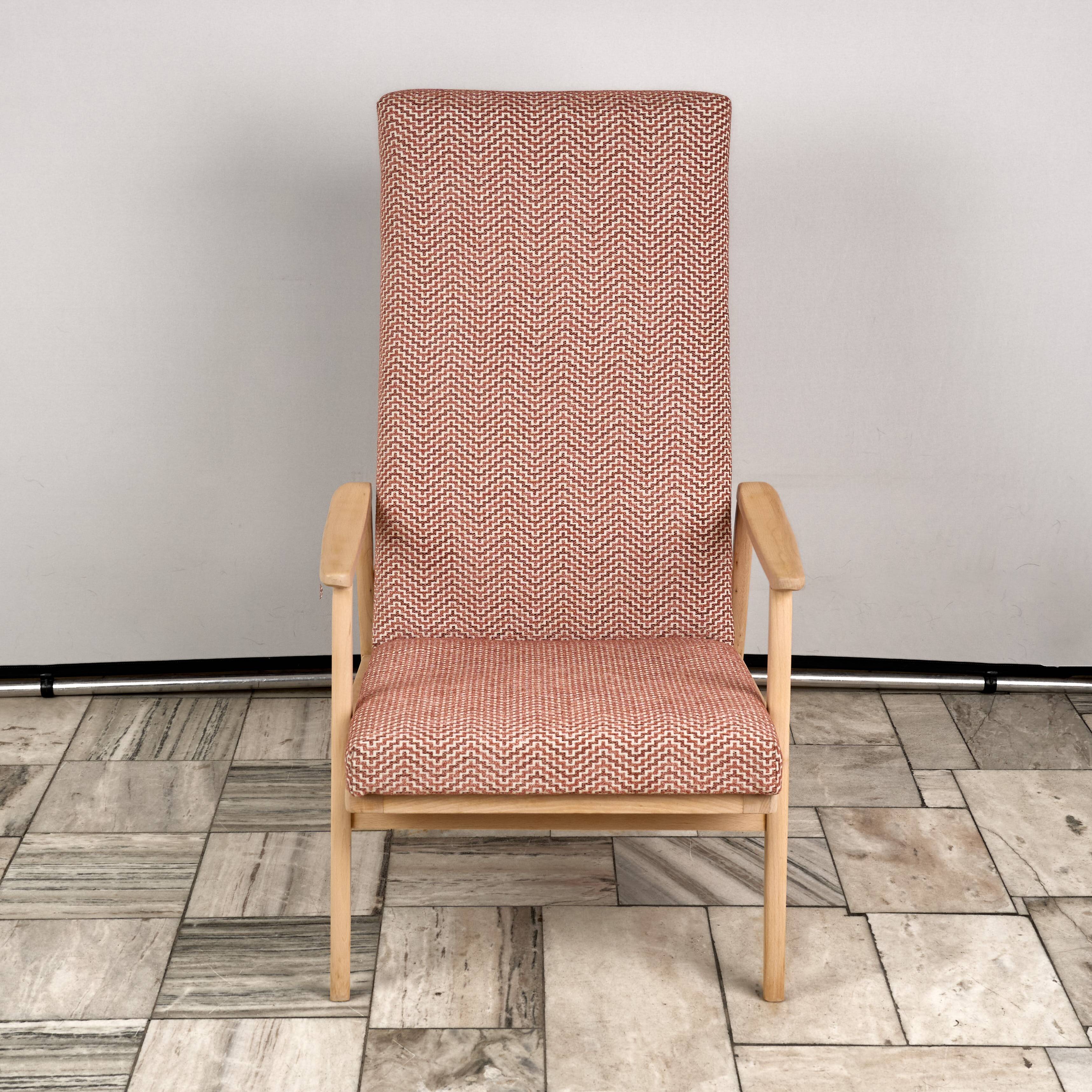 Vintage Recliner Armchair with Ottoman, 1960s, Czechoslovakia