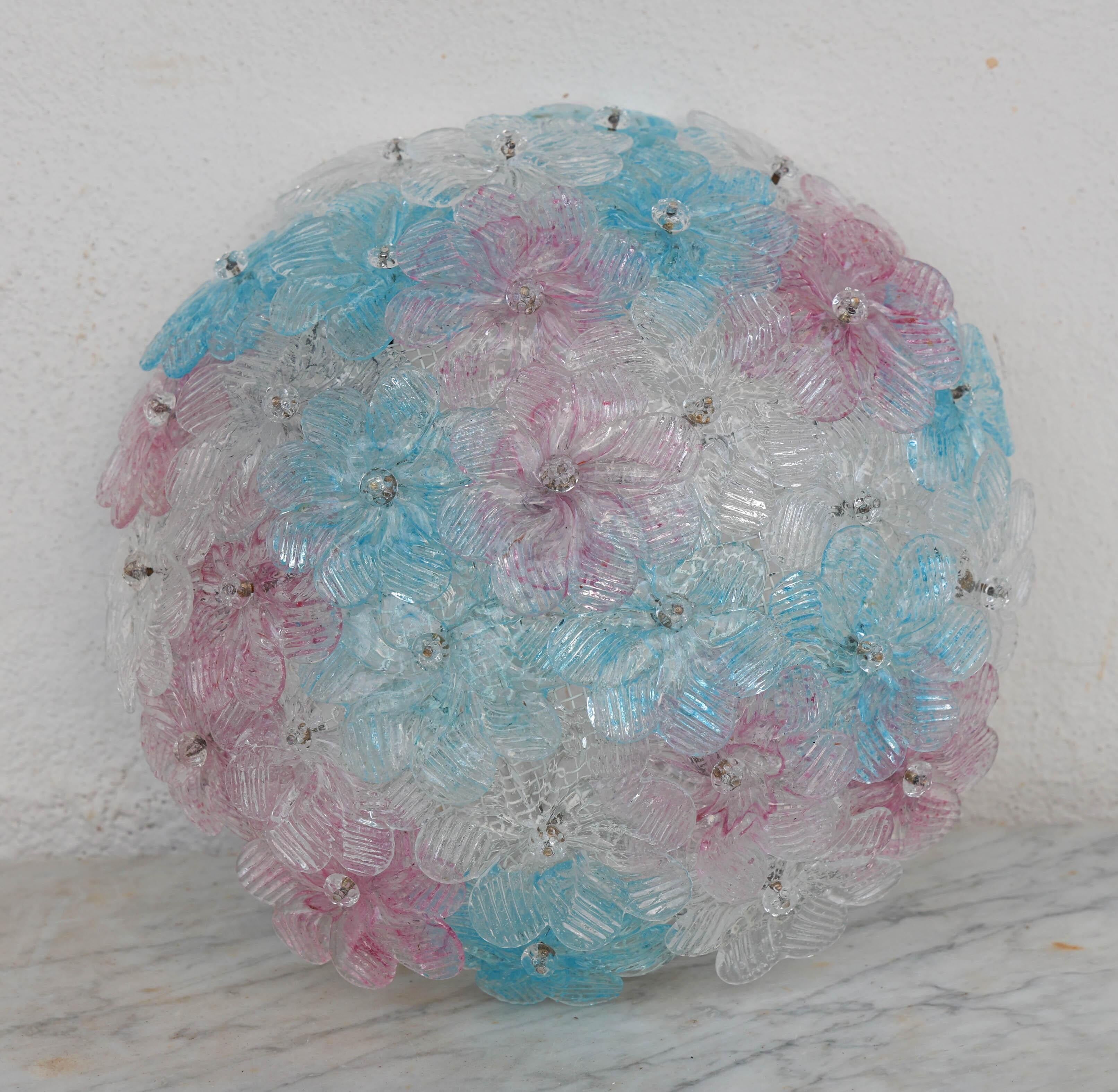 Lustre multicolore Murano Fleur par Seguso pour Venini, Italie, années 1960.