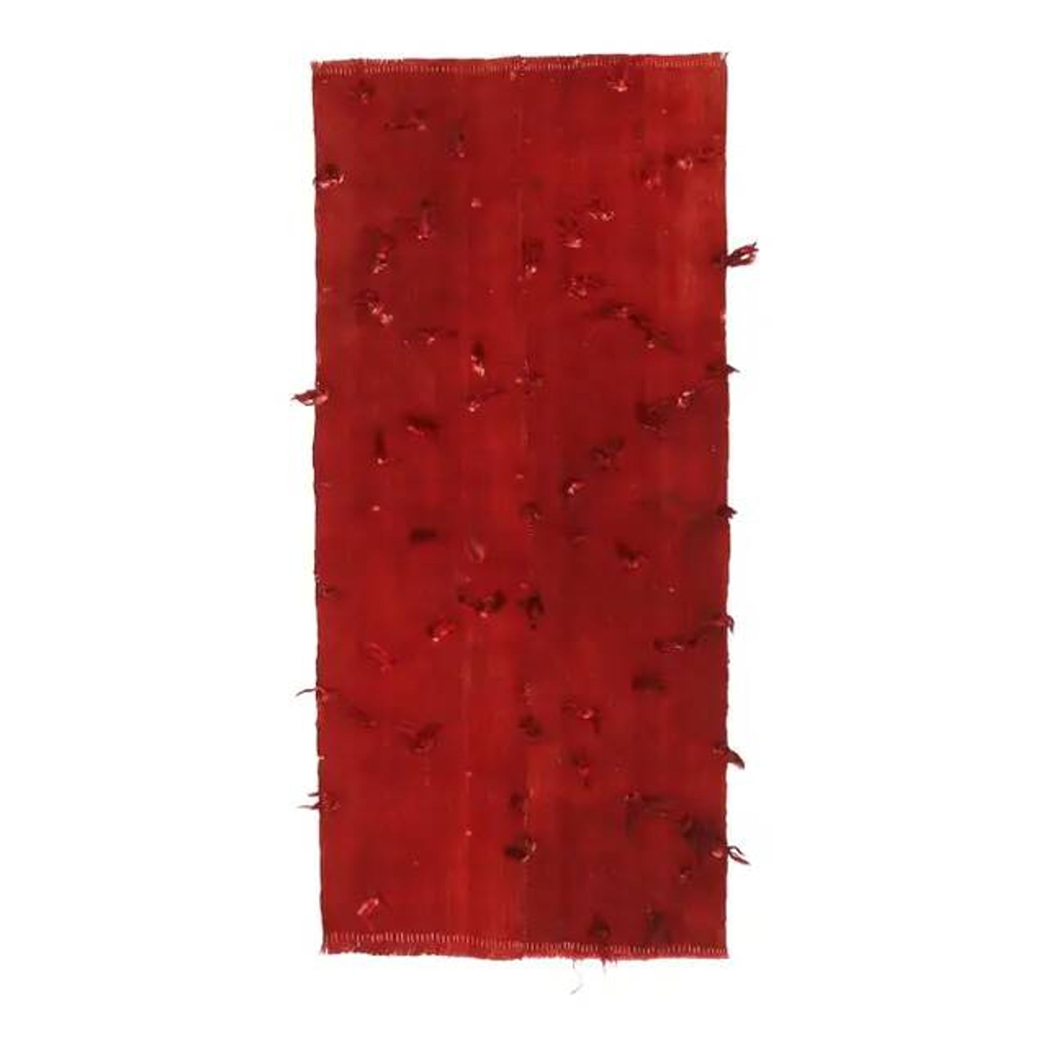 Vintage Turkish Hand-Knotted Wool Cotton Red Kilim Runner 65x148