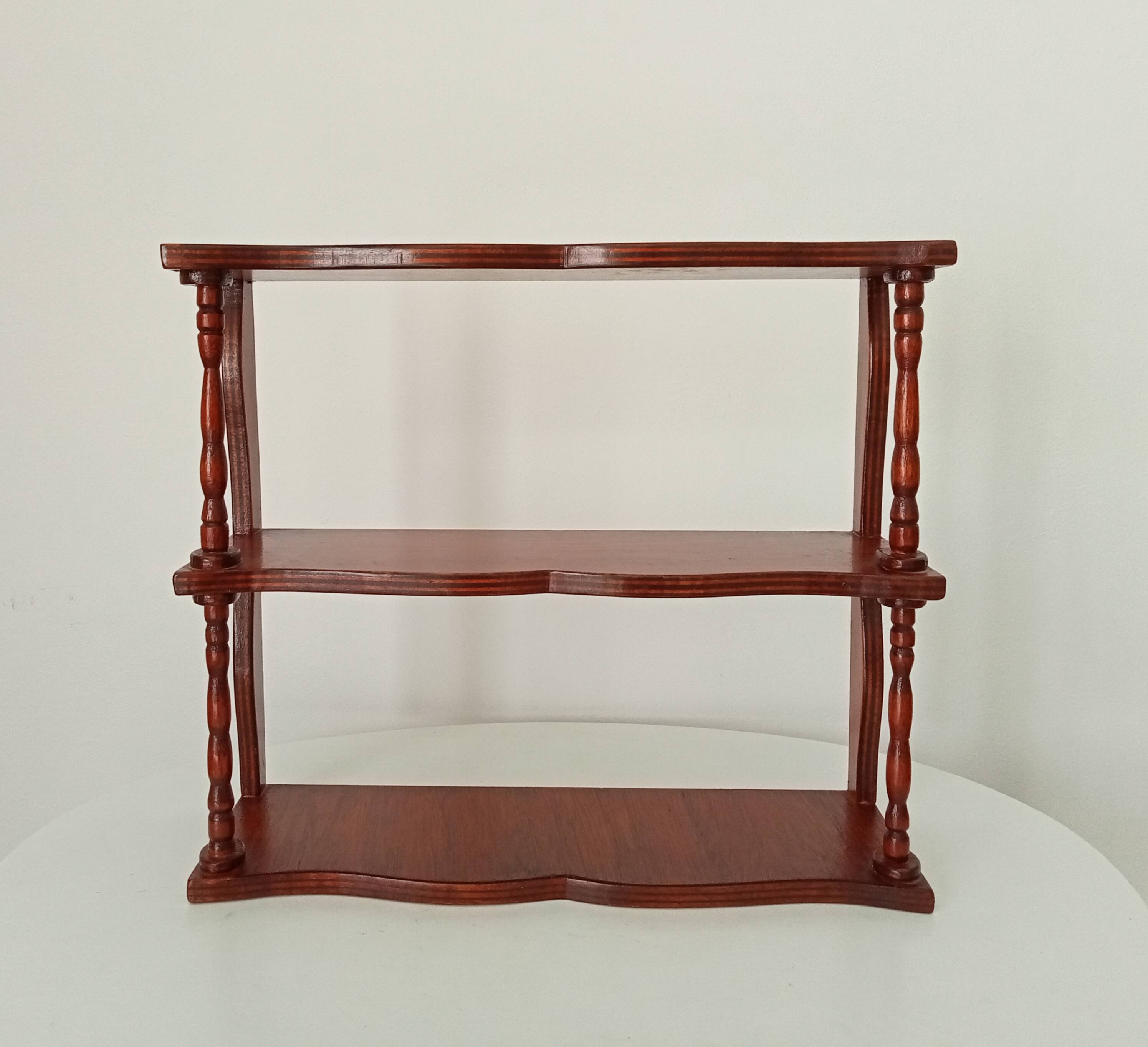 Vintage turned wood wall shelf