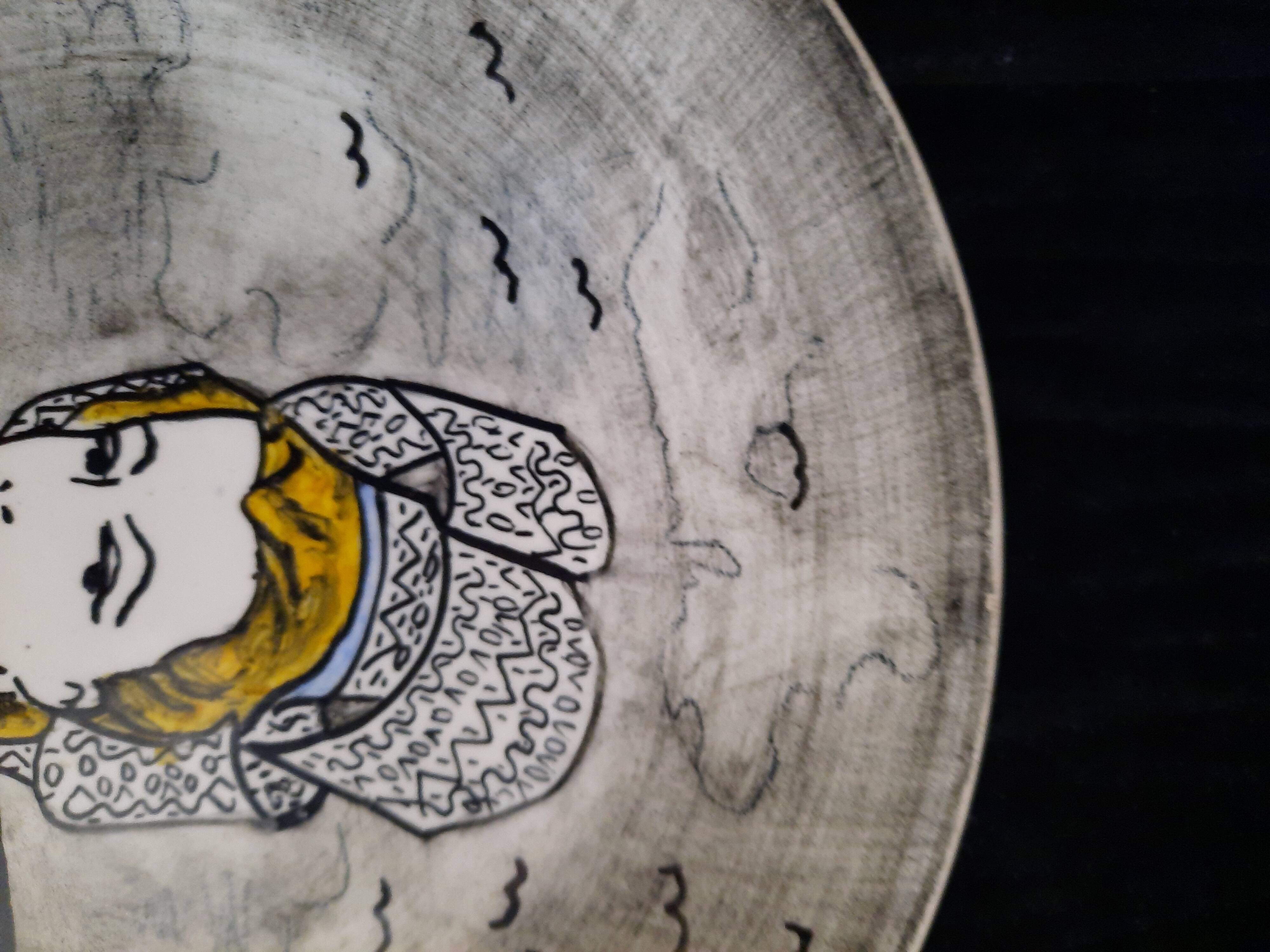 Ceramic Plate Youen Quimper Breton Decor Unique Piece Hand Painted 21,