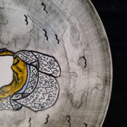 Assiette Céramique Youen Quimper Décor Bretonne Pièce Unique Peint Main 21,