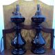 Paire de lampes pétrole en verre époque Napoleon III XIXème