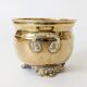 Cache-pot vintage en laiton sur pieds avec anses