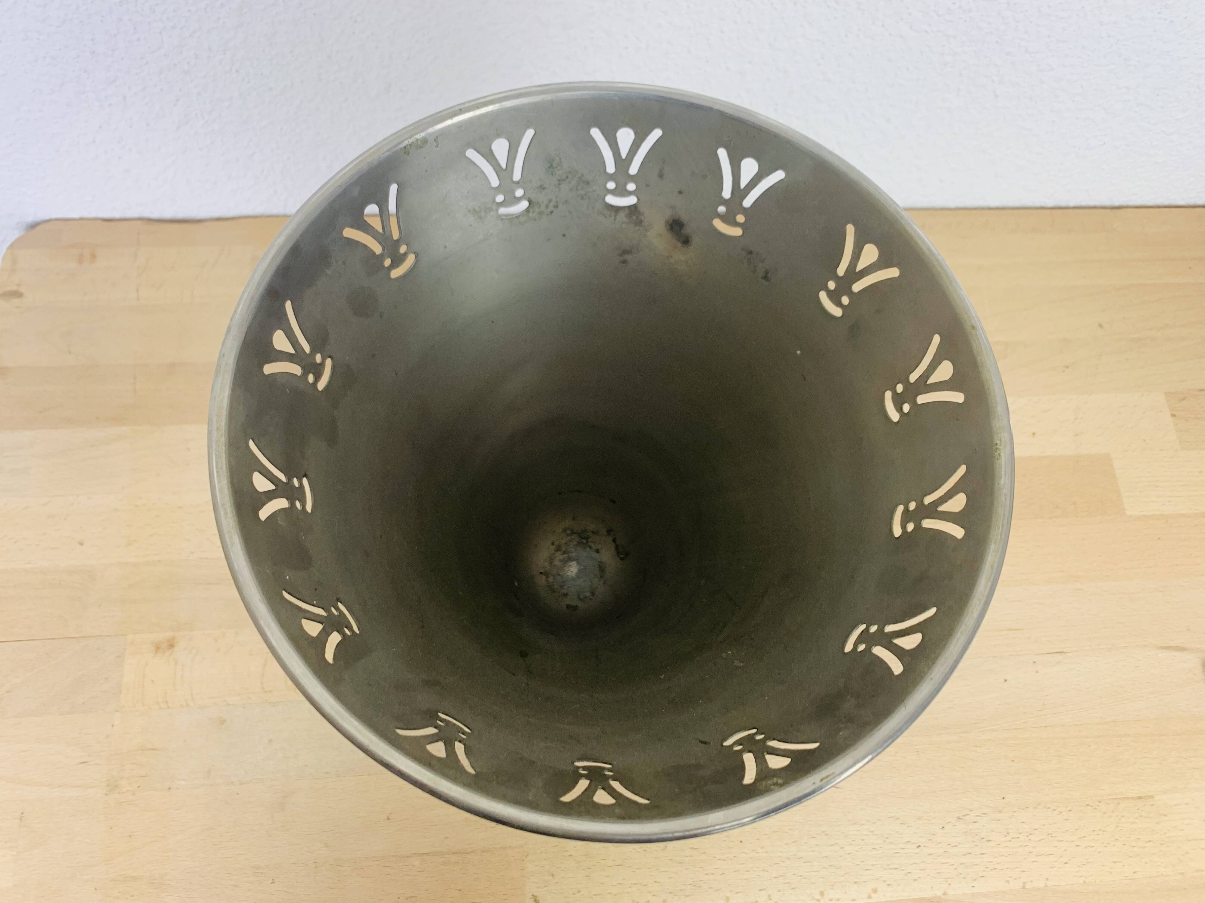 80s design ice bucket in chrome and brass