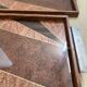 Duo of vintage wooden trays marked art deco