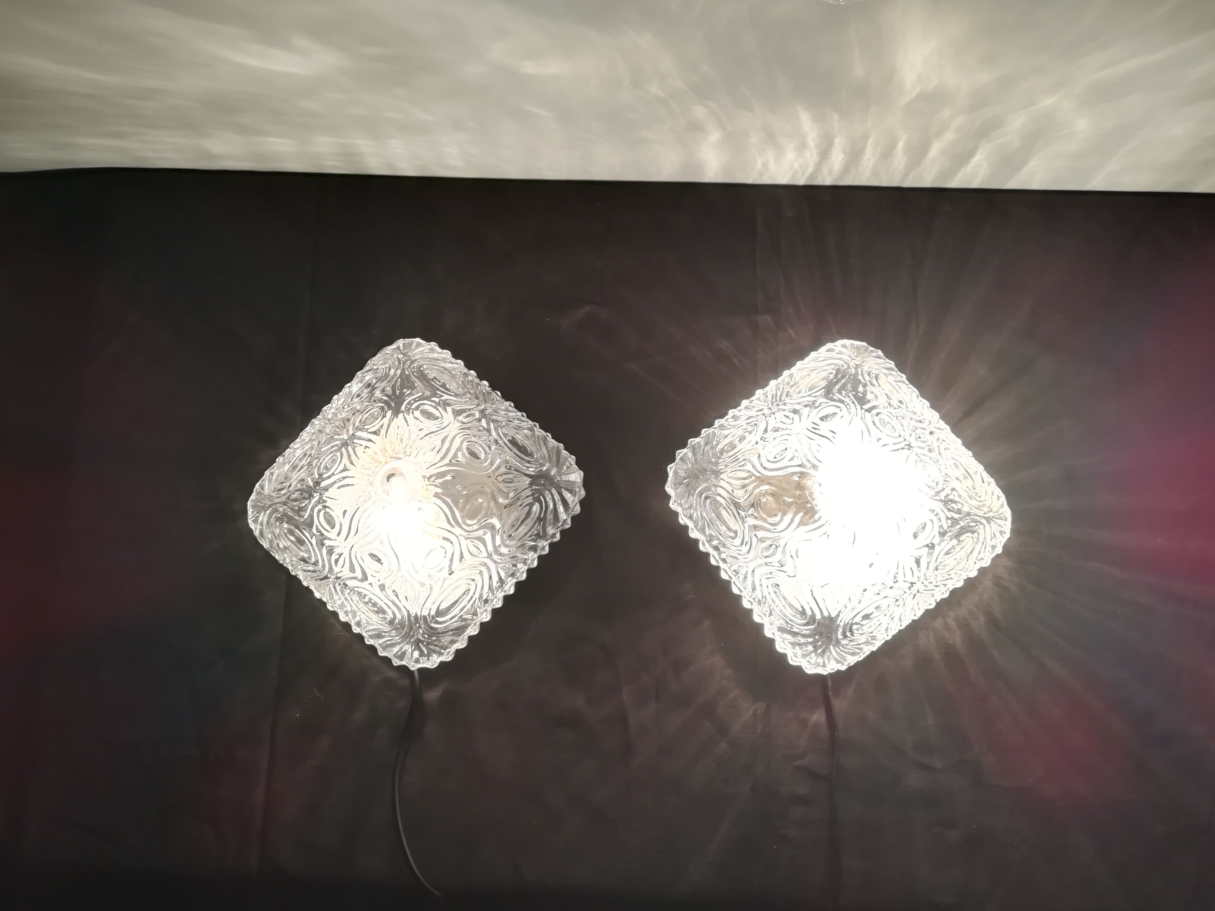 TWO PLAFONNIERS IN VERRE OF ANNEES 60