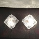 TWO PLAFONNIERS IN VERRE OF ANNEES 60