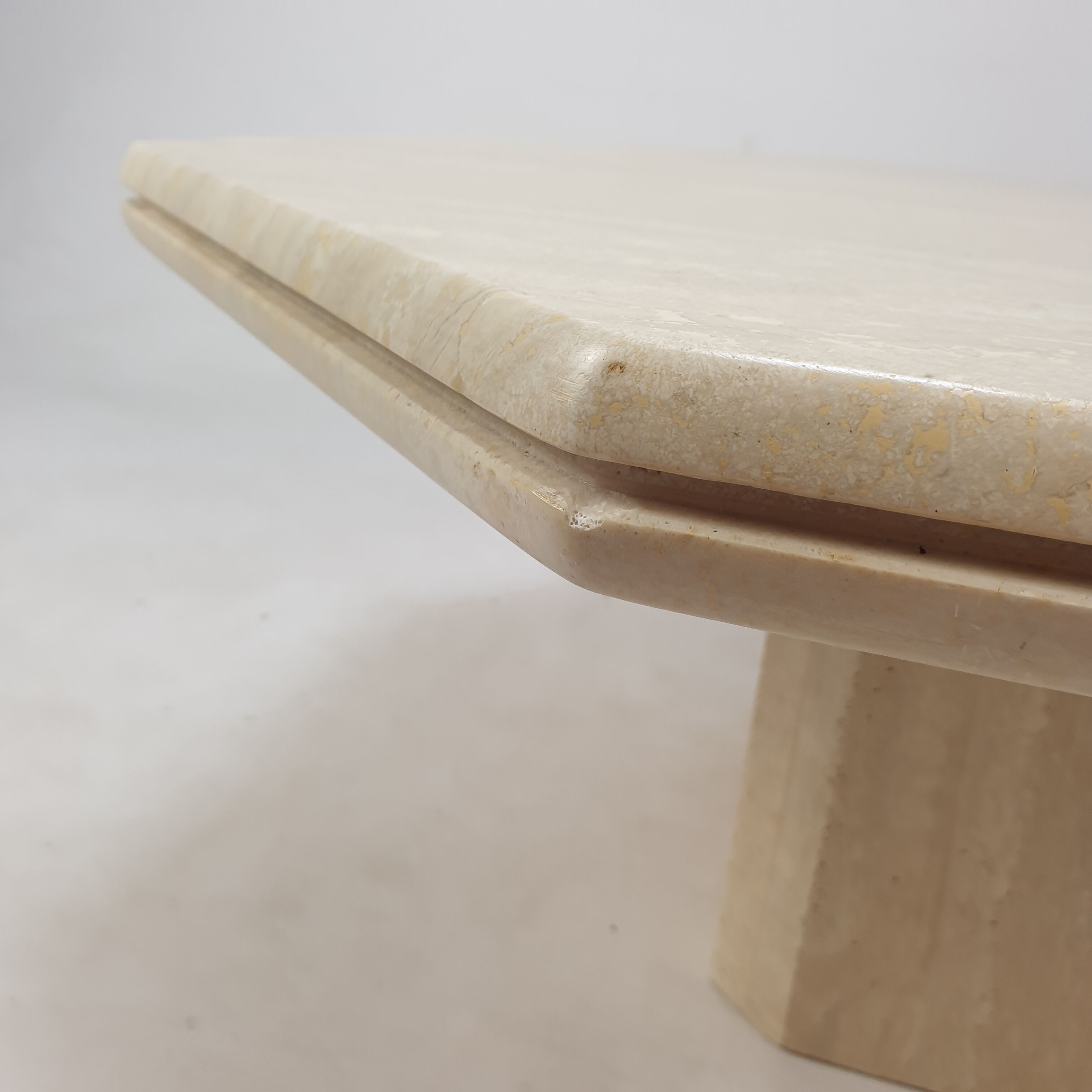 Italian travertine octagon coffee table, 1980