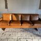 Rare Fredrik Kayser 4-seater sofa in cognac leather Model 807